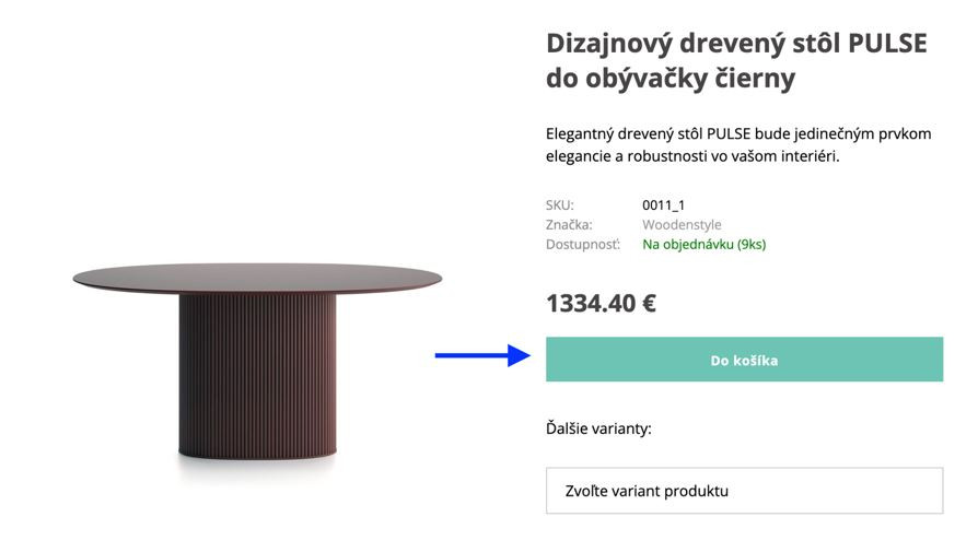 Krok druhý - pridanie produktu do košíka